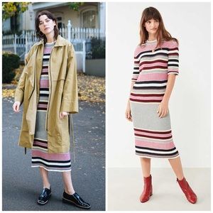 Striped Knit Midi Dress 